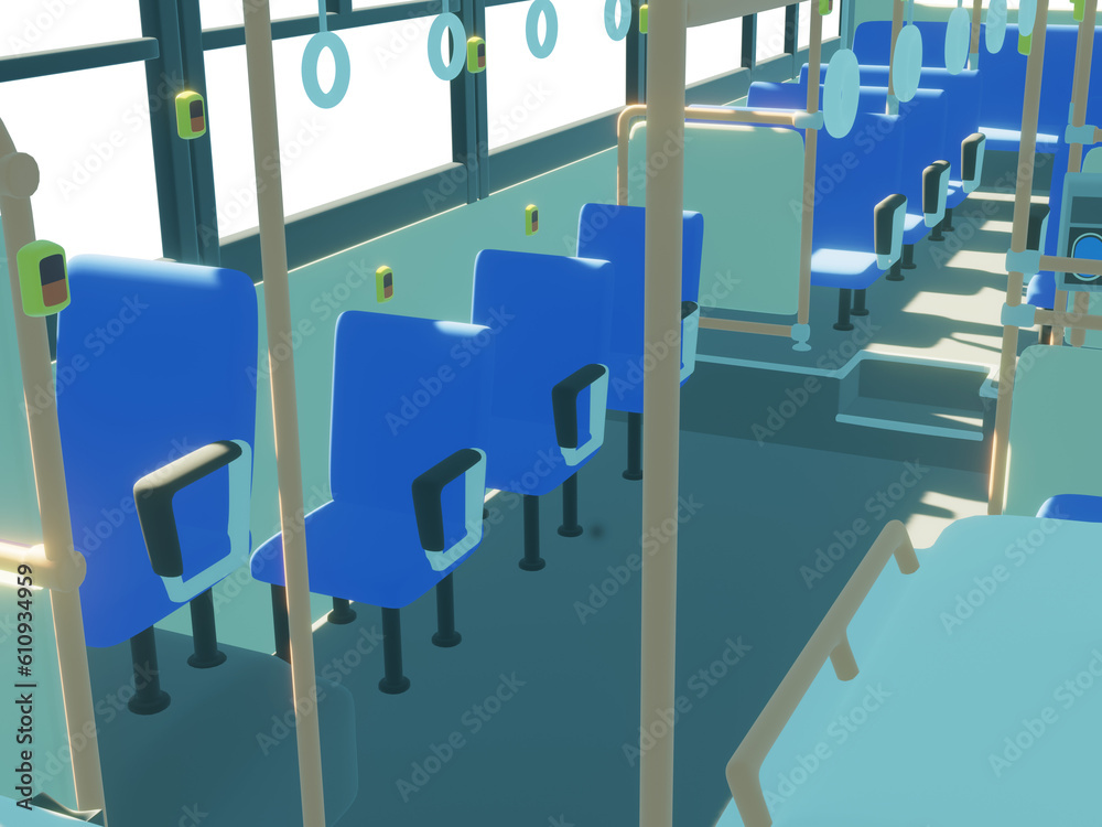 朝のバス車内 3D 朝のバス車内 3D