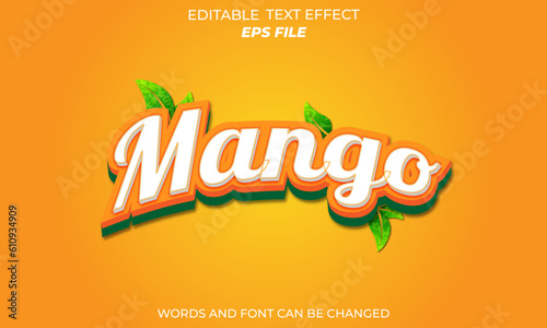mango text effect, font editable, typography, 3d text. vector template