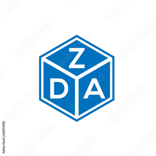 ZDA letter logo design on white background. ZDA creative initials letter logo concept. ZDA letter design.
