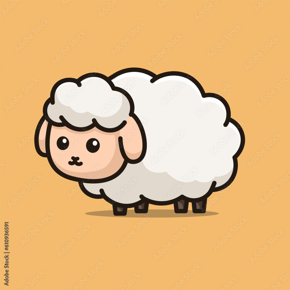 Cute sheep cartoon icon vector illustration concept idul adha Cute sheep cartoon icon vector illustration concept idul adha