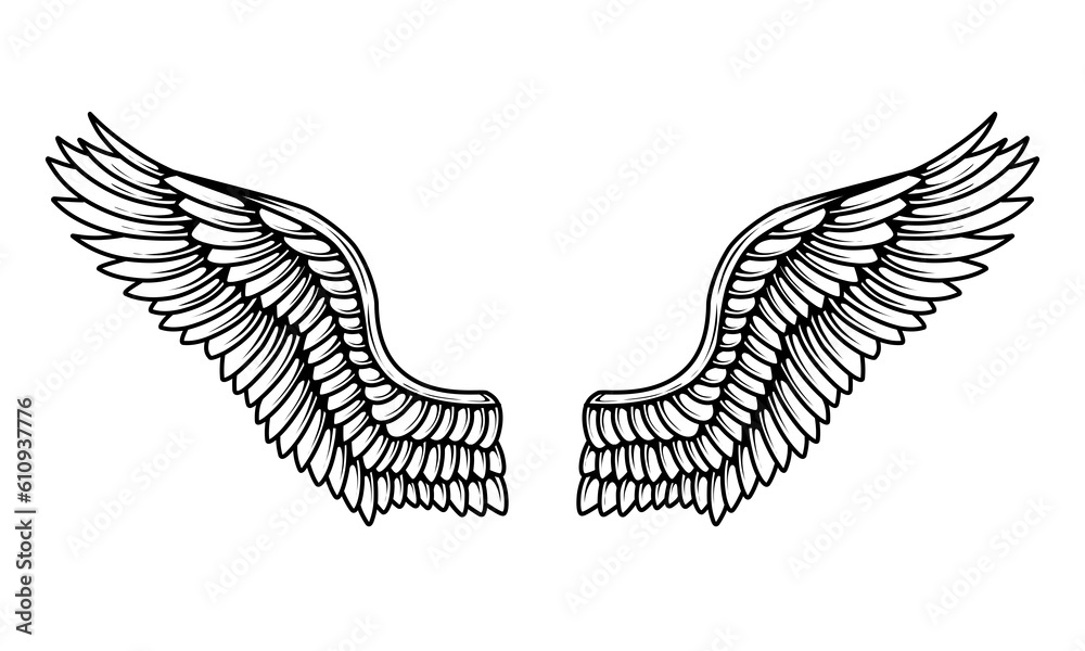Fototapeta premium Vector angel wings tattoo design