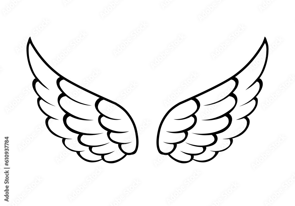Fototapeta premium vector angel wings line art style 