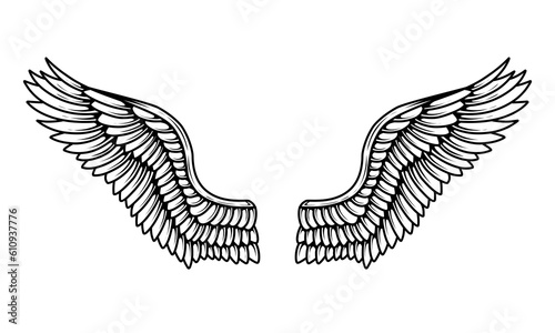 Vector angel wings tattoo design