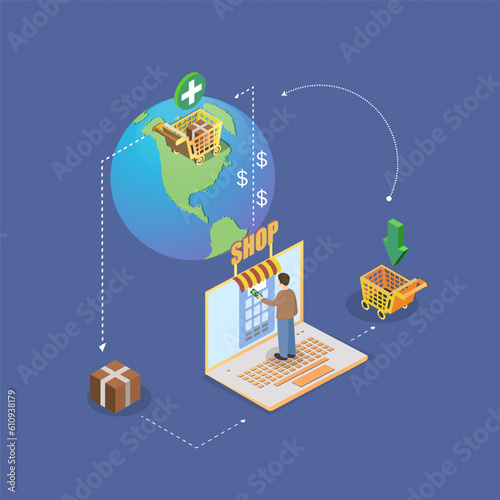 Vector mobile payment over the Internet, online shopping.