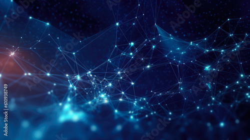 Holographic Light Blue And Cyan Abstract Interstellar Connections Created With Artificial Intelligence
