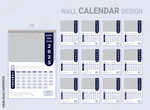 2025 new year calendar background in minimal style