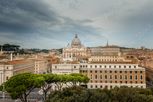 View over the roof tops of Rome to Saint Peters Cathedral © Martina