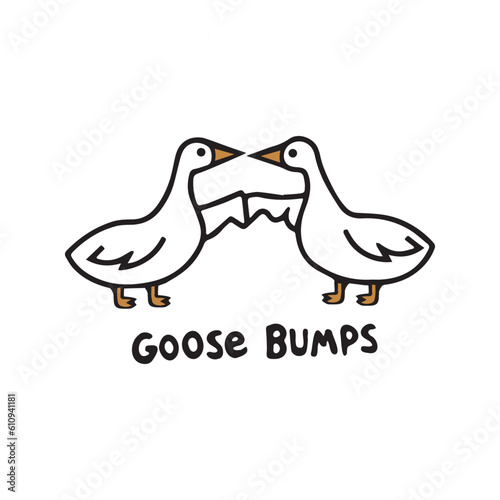 Two goose salute, charismatic goose on isolated background, goosebumps, graphic and logo design