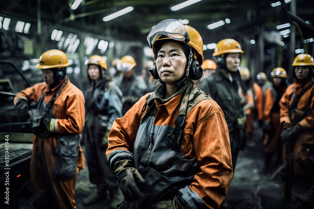 Diverse Factory Workers Engaged in Productivity and Quality. Generative AI Diverse Factory Workers Engaged in Productivity and Quality. Generative AI