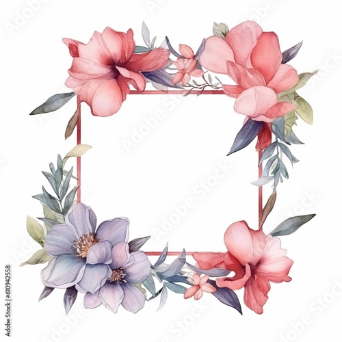 flower wreath for wedding  greeting  card  background  wallpaper  frame  Generative Ai