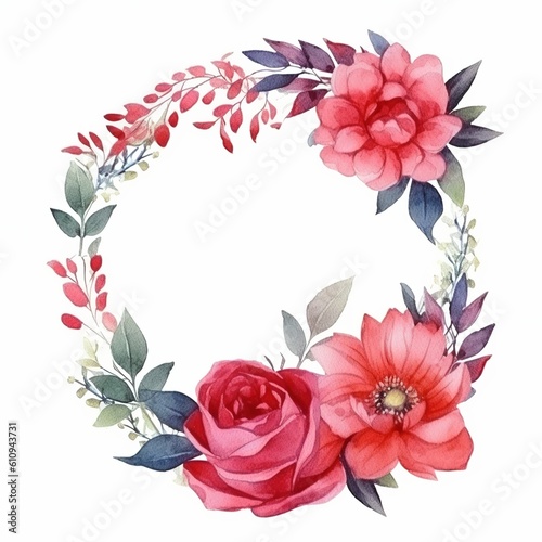 flower wreath for wedding  greeting  card  background  wallpaper  frame  Generative Ai