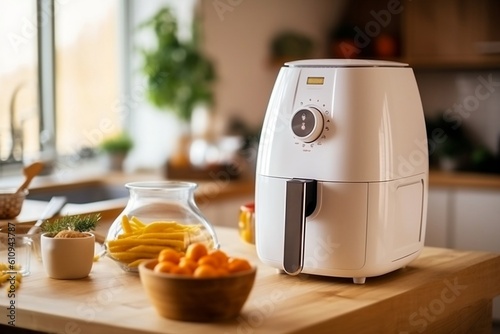White Air Fryer or Oil Free Fryer Appliance. Generative AI