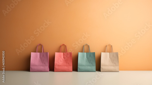 AI generative image of a color shopping bags against a simple background  photo