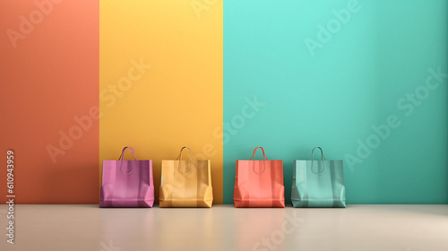 AI generative image of a color shopping bags against a simple background  photo