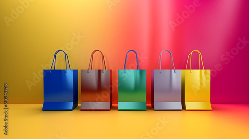 AI generative image of a color shopping bags against a simple background 