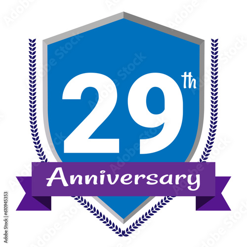 29th Anniversary. Anniversary sign collection isolated on white background. Vector Illustration EPS 10 File.