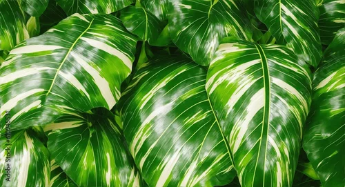 Panel kuchenny z motywem Abstract tropical green leaves, lush foliage houseplant Dumb cane or Dieffenbachia the tropic plant, generative ai