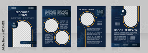 Virtual reality and video games development blank brochure design. Template set with copy space for text. Premade corporate reports collection. Editable 4 paper pages. Montserrat font used