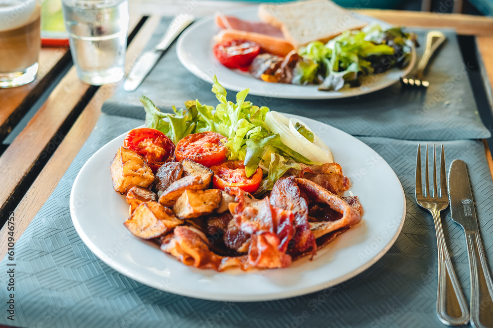 Breakfast served at the restaurant