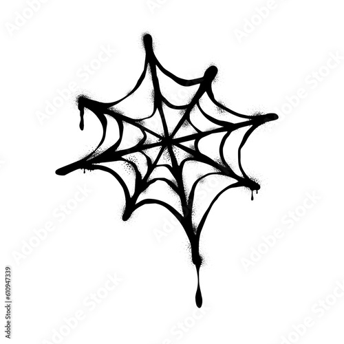 graffiti monochrome  sprayed spider web  isolated on white background.  vector illustration eps 10