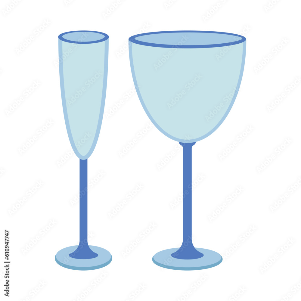 Obraz premium Dishes. A set of glass, cocktail, champagne, wineglass.