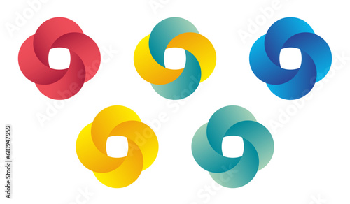 Bright gradient circle vector logotype. Creative 3d ring, letter O, zero icon symbol logo design for web