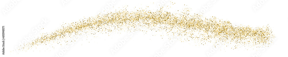 Gold Glitter Texture On White. Horizontal Long Banner For Site. Panoramic Celebratory Background. Golden Explosion Of Confetti. Vector Illustration, Eps 10.
