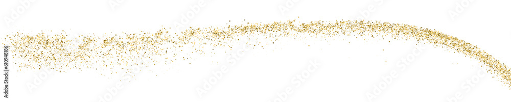 Gold Glitter Texture On White. Horizontal Long Banner For Site. Panoramic Celebratory Background. Golden Explosion Of Confetti. Vector Illustration, Eps 10.