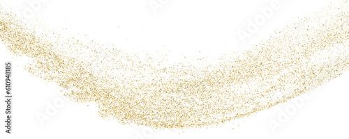Gold Glitter Texture On White. Horizontal Long Banner For Site. Panoramic Celebratory Background. Golden Explosion Of Confetti. Vector Illustration, Eps 10.