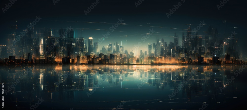 abstract urban night landscape-Ai