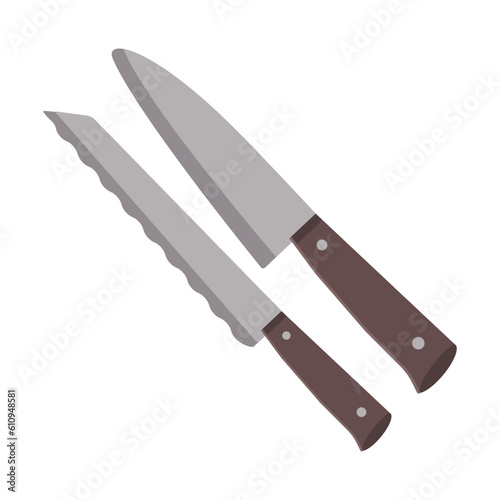 Dishes A set of kitchen knives.