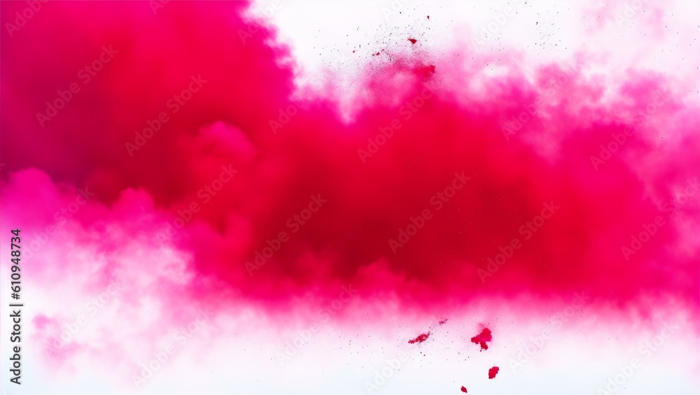 abstract powder splatted background. Red powder explosion on transparent background. Colored cloud. Colorful dust explode. Generative ai