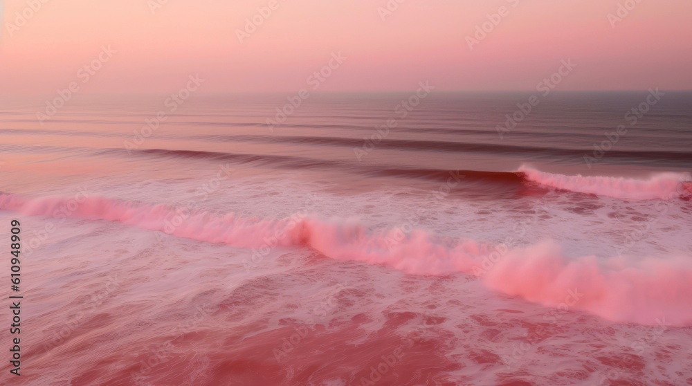Sea waves in the light of red sunset. Generative AI. Sea waves in the light of red sunset. Generative AI.
