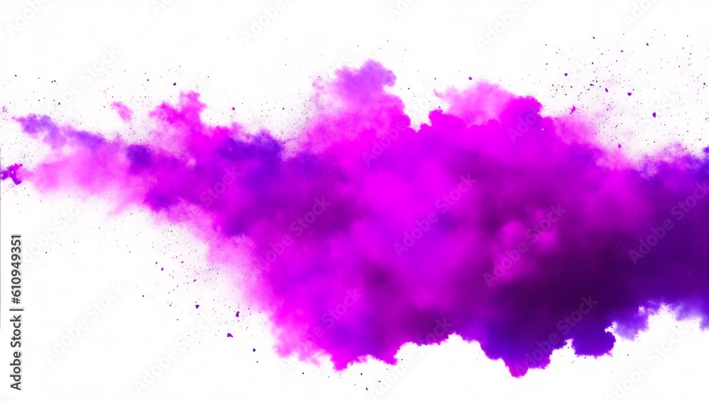abstract powder splatted background. purple powder explosion on transparent background. Colored cloud. Colorful dust explode. Generative ai - obrazy, fototapety, plakaty 