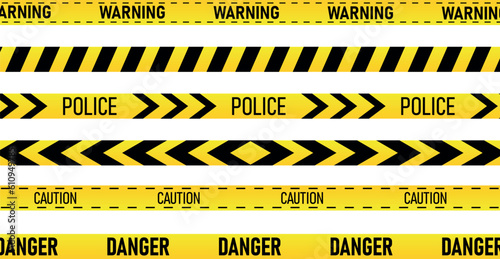 Print op canvas Creative Police line black and yellow stripe border