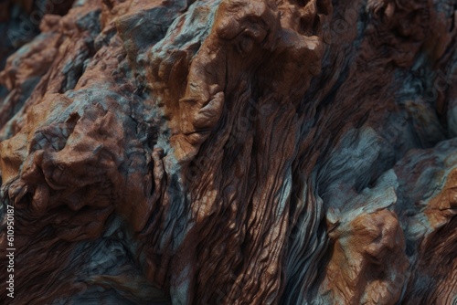 A close-up of a natural surface, such as a rock formation or tree bark, with interesting texture and color variation, Generative AI
