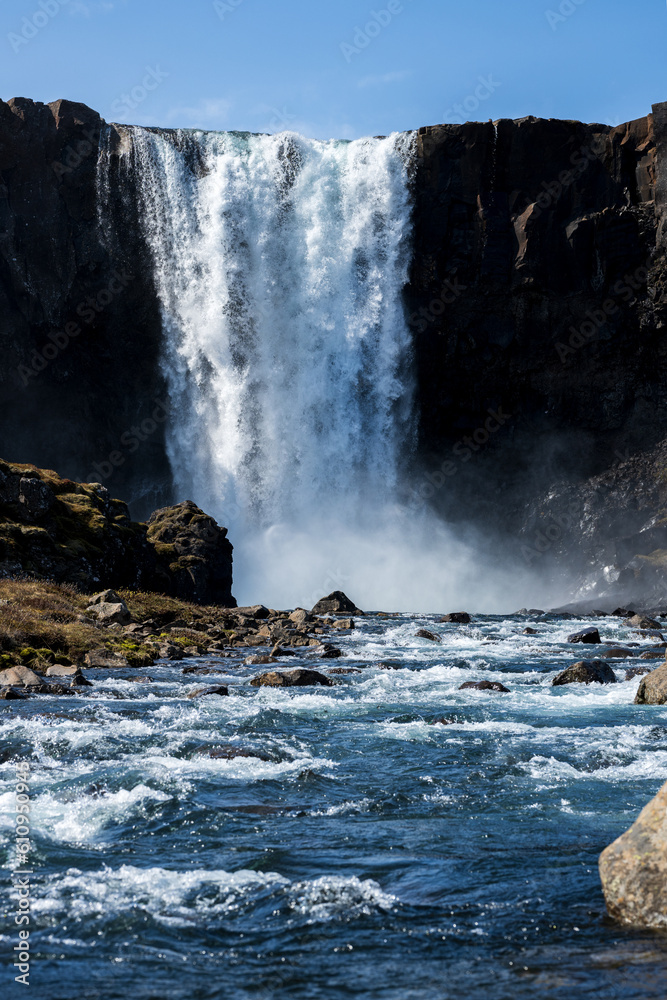 Fototapeta premium Gufufoss waterfall in east iceland near seydisfjordur in summer