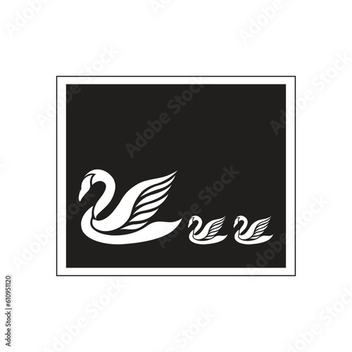 Fototapeta Naklejka Na Ścianę i Meble -  Vector illustration of a silhouette of a Swan flapping its wings