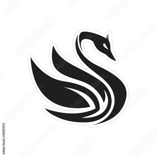 Fototapeta Naklejka Na Ścianę i Meble -  Vector illustration of a silhouette of a Swan flapping its wings