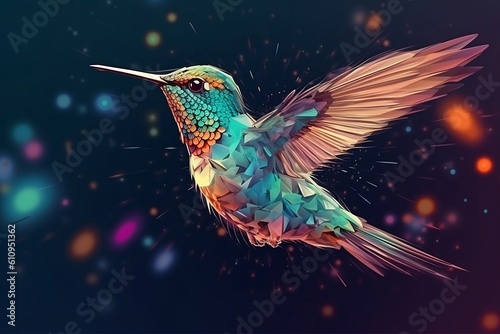 Hummingbird Inspiring Digital Creativity Concept. Generative AI © Haider