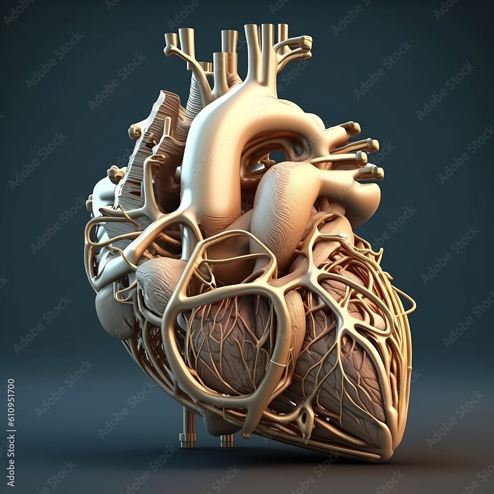 Anatomically correct Human heart, detailed model, isolated on black ...