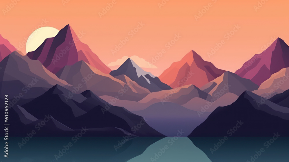 Naklejka premium Calming abstract landscape with mountains in the background