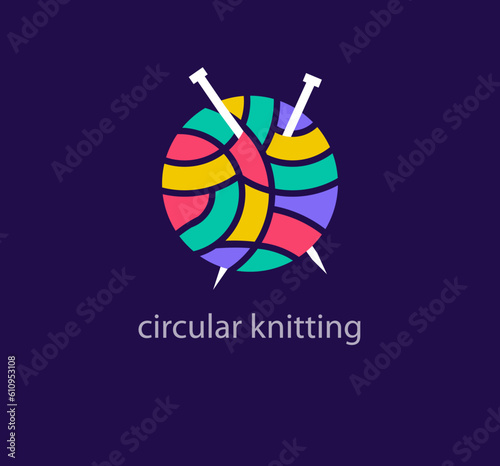 Creative round thread logo design. Unique design color transitions. Unique knitting knit logo template. vector