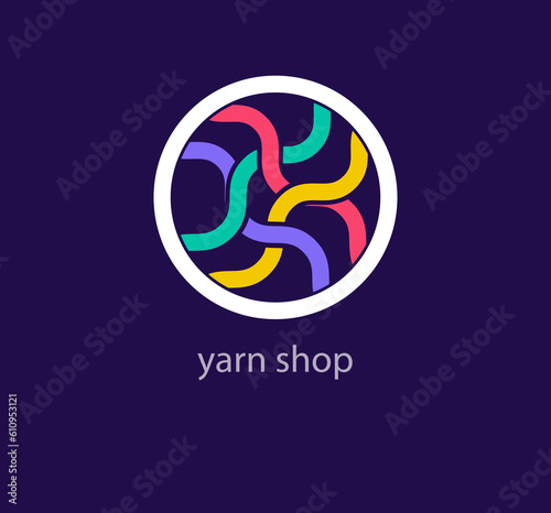 Creative yarn store logo design. Unique design color transitions. Unique knitting rope logo template. vector