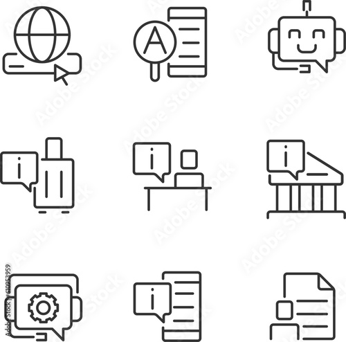 Technical support pixel perfect linear icons set. Answers on customer questions. Access to information. Customizable thin line symbols. Isolated vector outline illustrations. Editable stroke