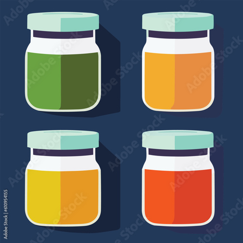 Vector set of glass food storage. Reusable food containers