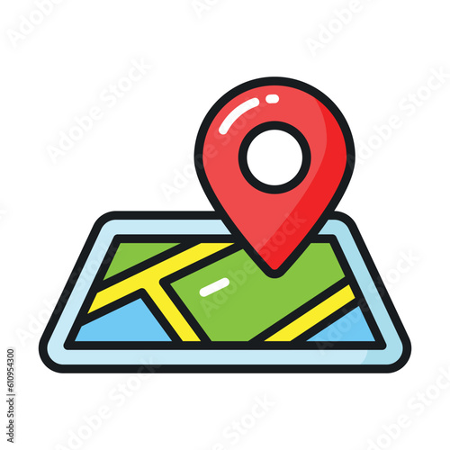A chart with location pointer, trendy icon of map location