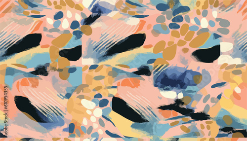 Abstract hand drawn artistic pattern. Collage contemporary print. Fashionable template for design