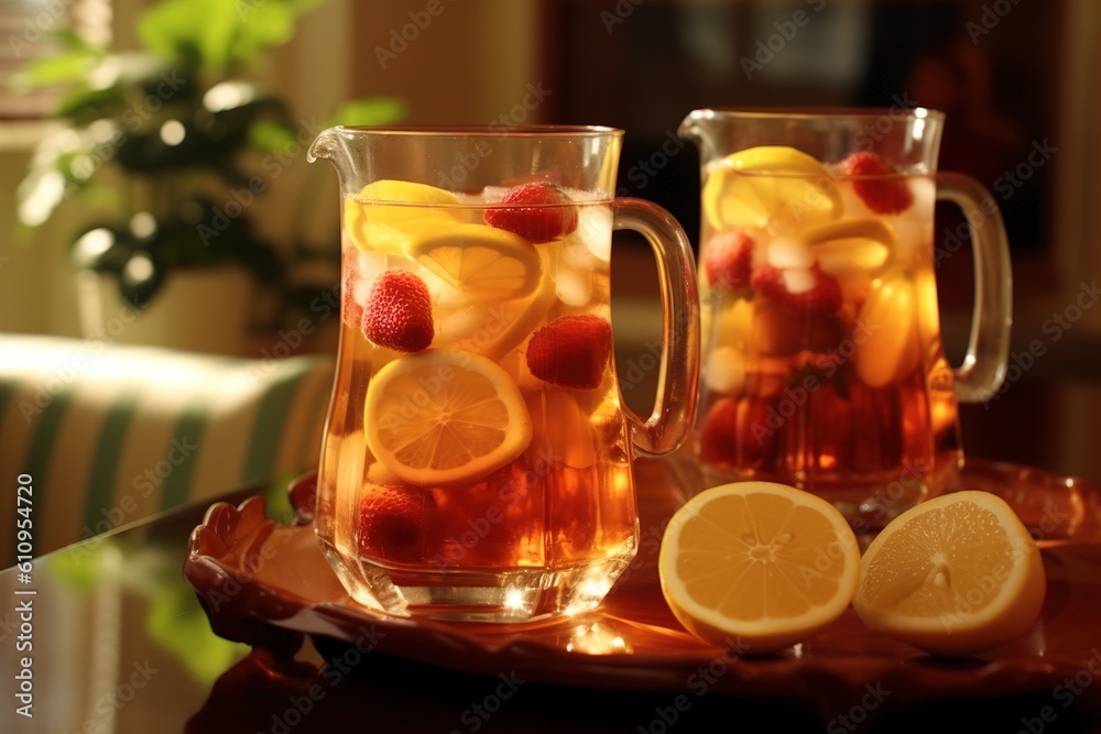 Cold berry hour with ice . Selective focus, shallow depth of field. Generative AI
