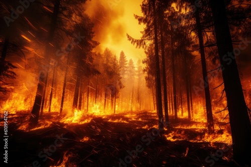 forest landscape engulfed by orange flames